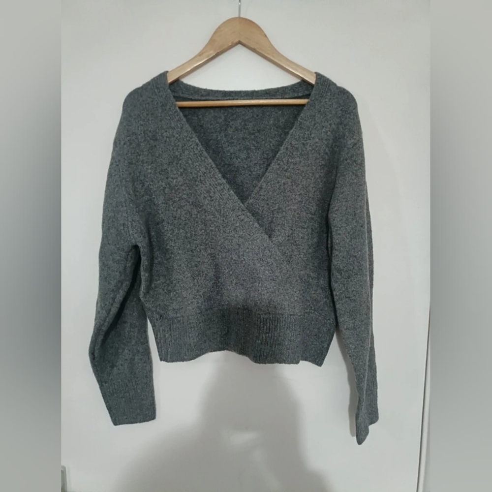 Gray V-Neck Women's Sweater